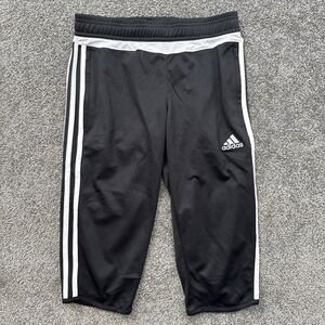 Womens XS Adidas 3/4 Shorts Climacool Adizero Black White 3 Stripes Drawstring